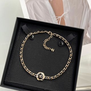 ☑️CHANEL香奈儿双c 黑皮绳项链颈链