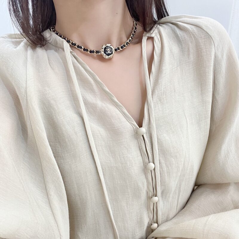 ☑️CHANEL香奈儿双c 黑皮绳项链颈链 - Image 5