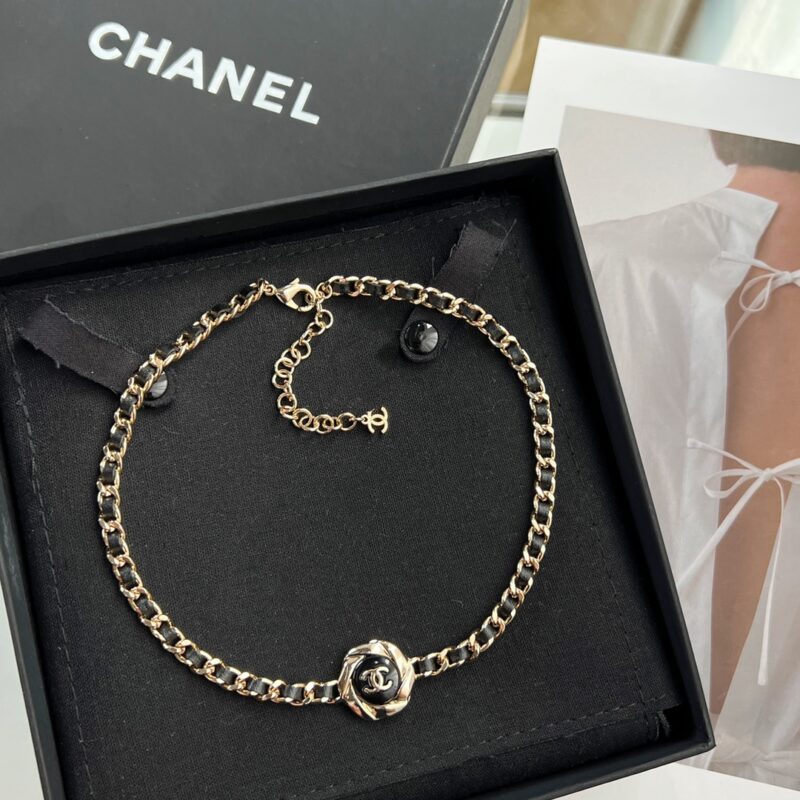 ☑️CHANEL香奈儿双c 黑皮绳项链颈链 - Image 6