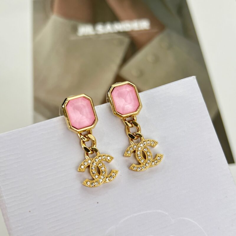 ☑️CHANEL香奈儿 c20双c 粉宝石耳钉耳环 - Image 9