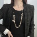 ☑️CHANEL香奈儿双c桃心黑白钻毛衣链项链