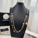 ☑️CHANEL香奈儿双c桃心黑白钻毛衣链项链