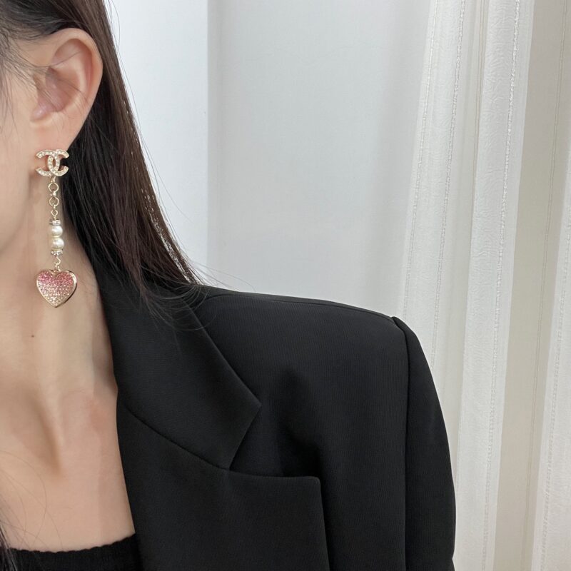 ☑️CHANEL香奈儿c2双c桃心爱心珍珠耳钉耳 - Image 6