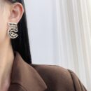 ☑️CHANEL香奈儿双c黑皮绳5字耳环耳钉