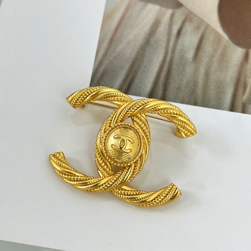 ☑️CHANEL香奈儿双c金色胸针 - Image 9
