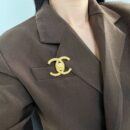 ☑️CHANEL香奈儿双c金色胸针