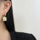 ☑️CHANEL香奈儿c2金色双c方形耳钉耳环