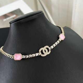 ☑️CHANEL香奈儿双c粉钻颈链项链