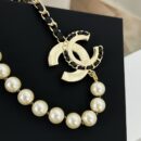 ☑️CHANEL香奈儿双c黑皮绳珍珠项链