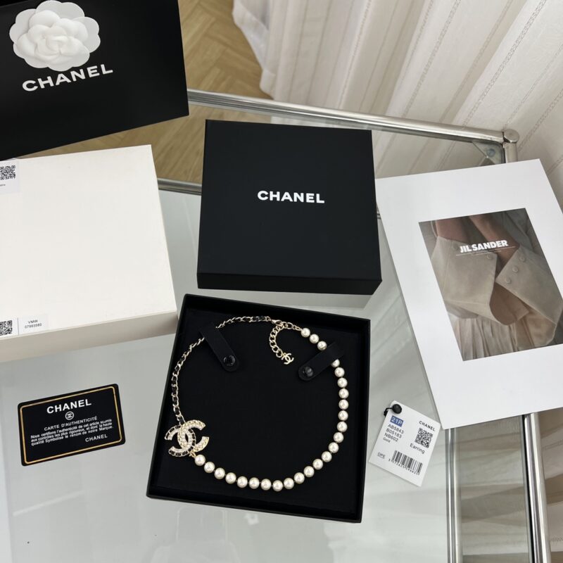 ☑️CHANEL香奈儿双c黑皮绳珍珠项链 - Image 3