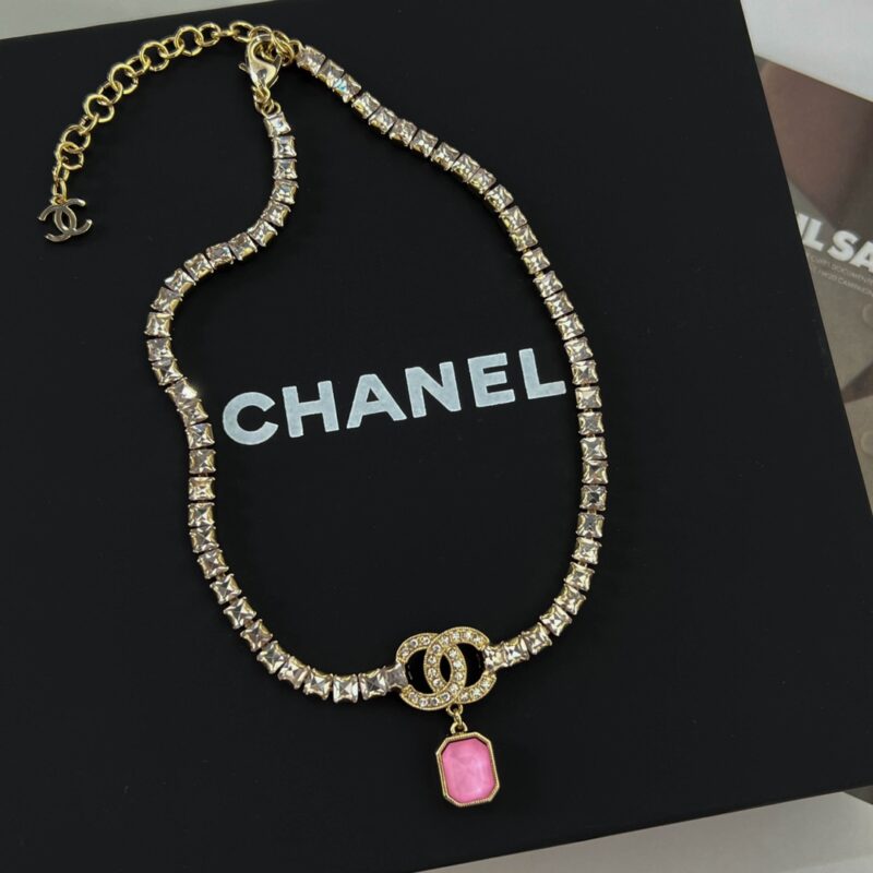 ☑️CHANEL香奈儿双c粉宝石满钻项链 - Image 8
