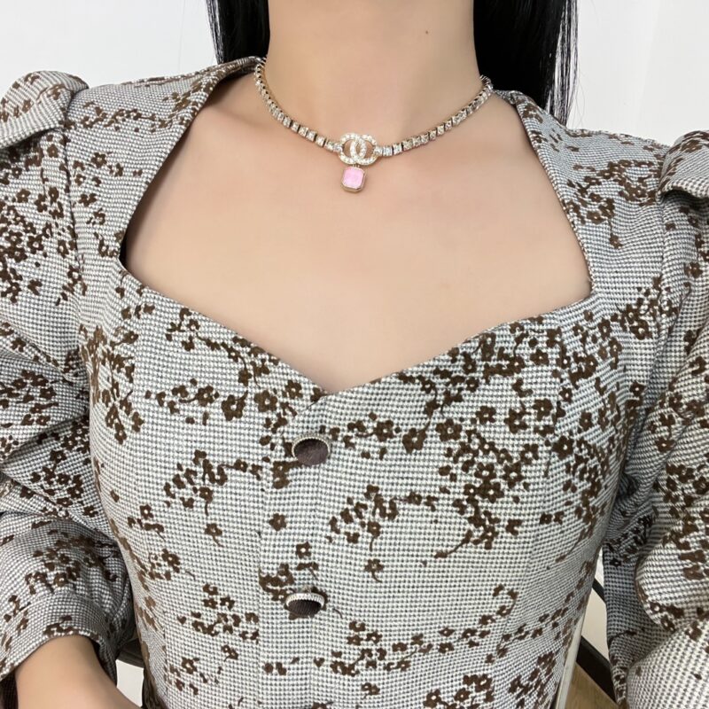 ☑️CHANEL香奈儿双c粉宝石满钻项链 - Image 4