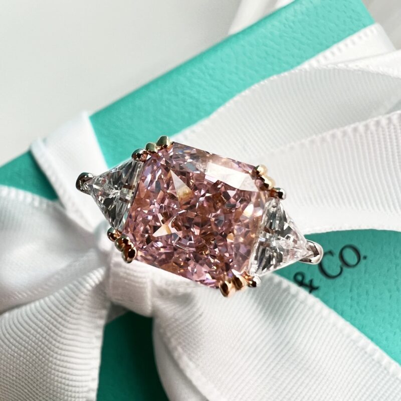 ☑️TIFFANY&Co.蒂芙尼方形粉钻戒指 - Image 5