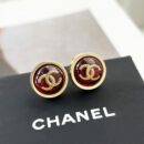 ☑️CHANEL香奈儿双c圆形红色耳钉耳环