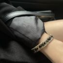 ☑️CHANEL香奈儿双c黑皮绳开口手镯