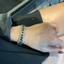☑️CHANEL香奈儿双c黑皮绳开口手镯