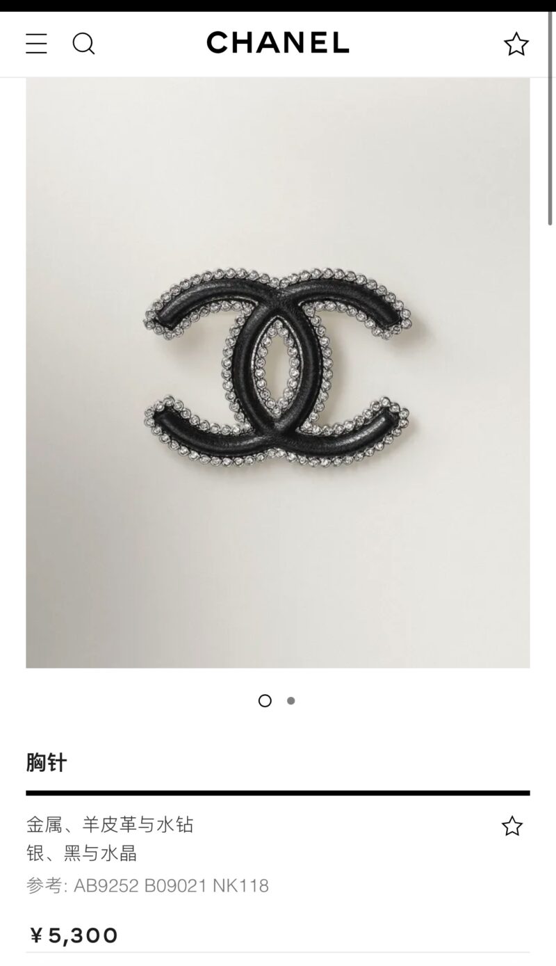 ☑️CHANEL香奈儿双c黑皮满钻胸针 - Image 4