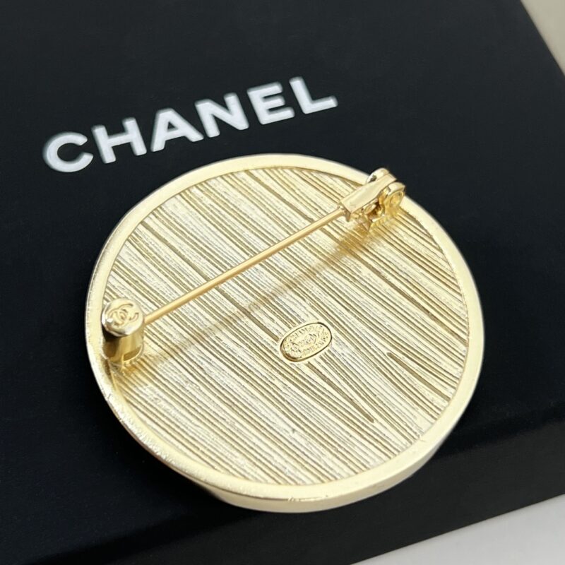☑️CHANEL香奈儿双c金色圆形麦穗胸针 - Image 10