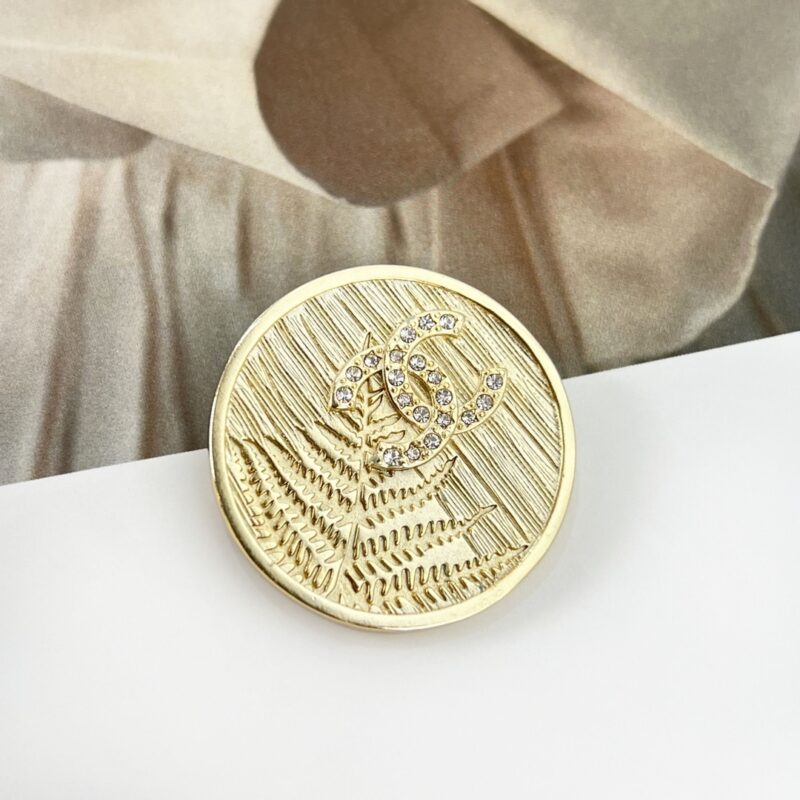 ☑️CHANEL香奈儿双c金色圆形麦穗胸针 - Image 8