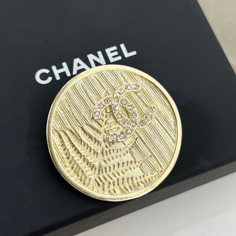 ☑️CHANEL香奈儿双c金色圆形麦穗胸针 - Image 7