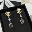 ☑️CHANEL香奈儿c3双c方形宝石耳钉耳环