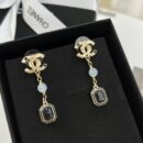 ☑️CHANEL香奈儿c3双c方形宝石耳钉耳环
