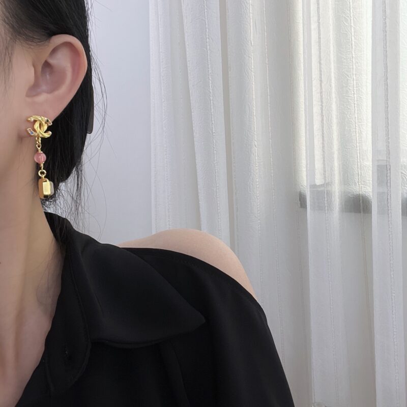 ☑️CHANEL香奈儿c3双c方形宝石耳钉耳环 - Image 7