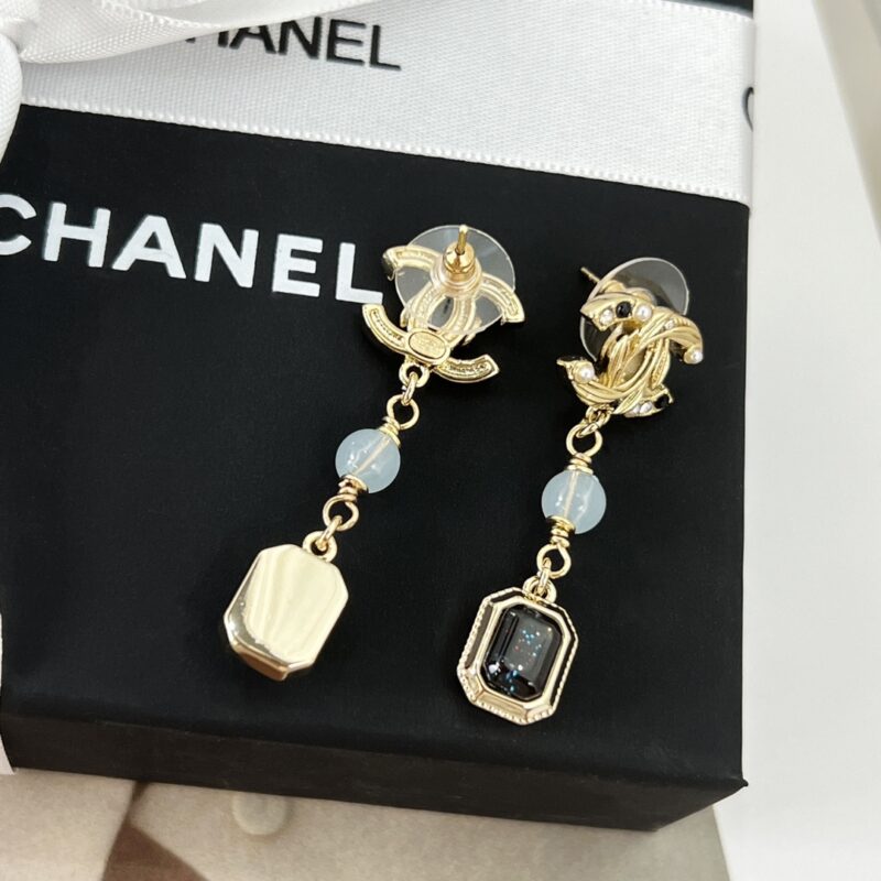 ☑️CHANEL香奈儿c3双c方形宝石耳钉耳环 - Image 12