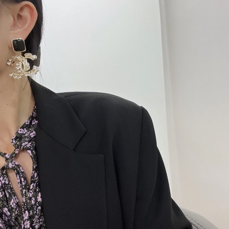 ☑️CHANEL香奈儿c2双c黑色方形耳钉耳环 - Image 4