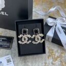 ☑️CHANEL香奈儿c2双c黑色方形耳钉耳环