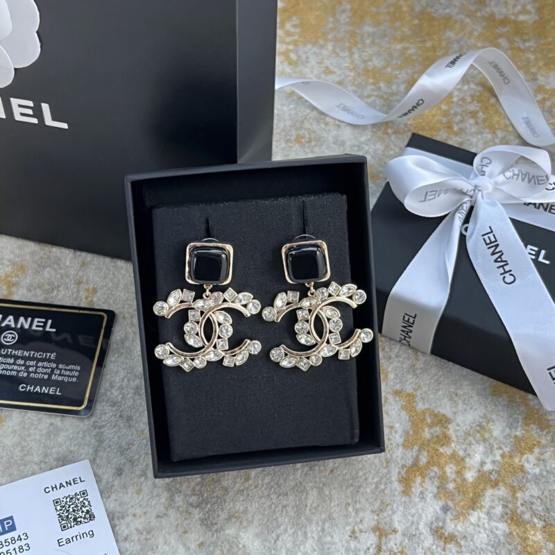 ☑️CHANEL香奈儿c2双c黑色方形耳钉耳环 - Image 5