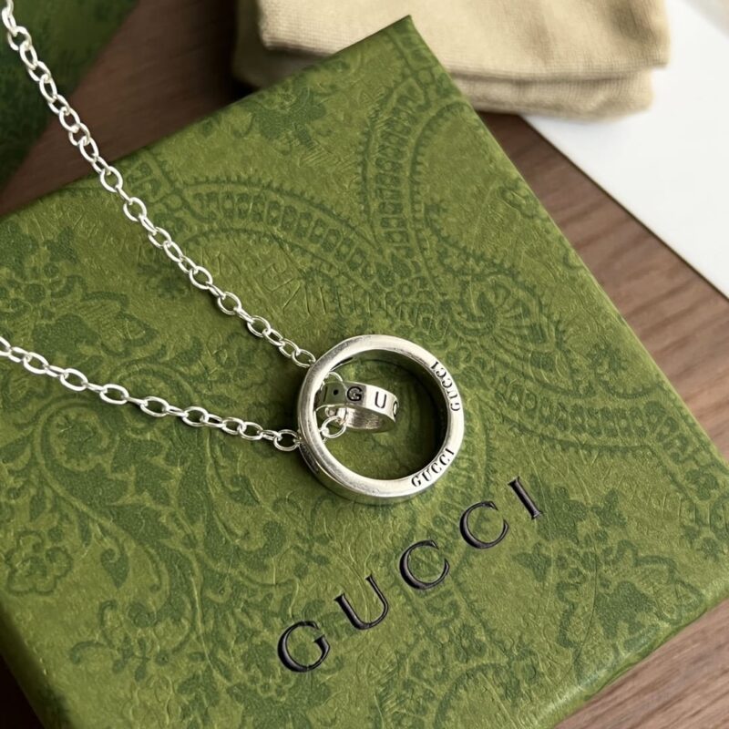 Gucci古驰情侣款双环项链 - Image 7