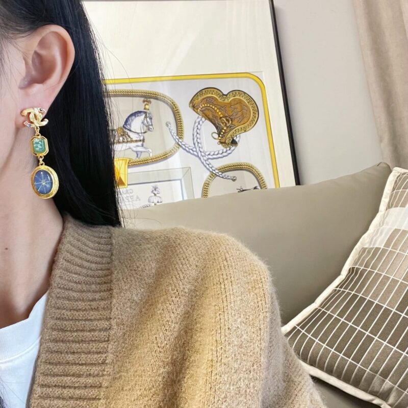 ☑️CHANEL香奈儿c3双c彩宝耳钉耳环 - Image 7