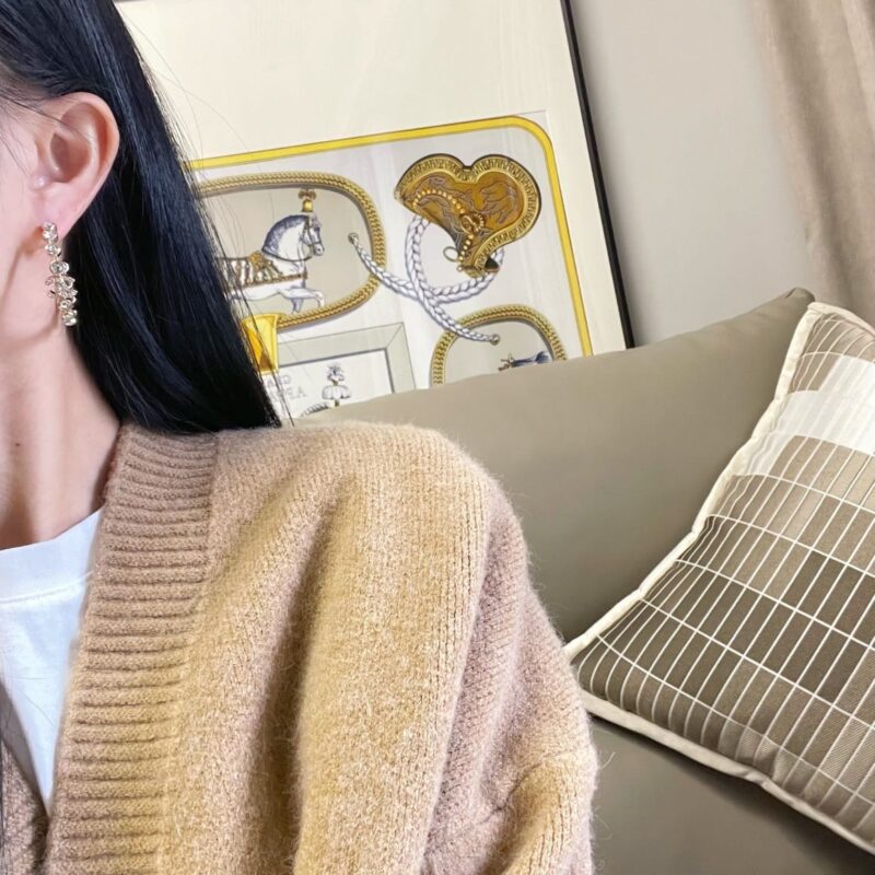☑️CHANEL香奈儿半圆双c圆钻耳钉耳环 - Image 5