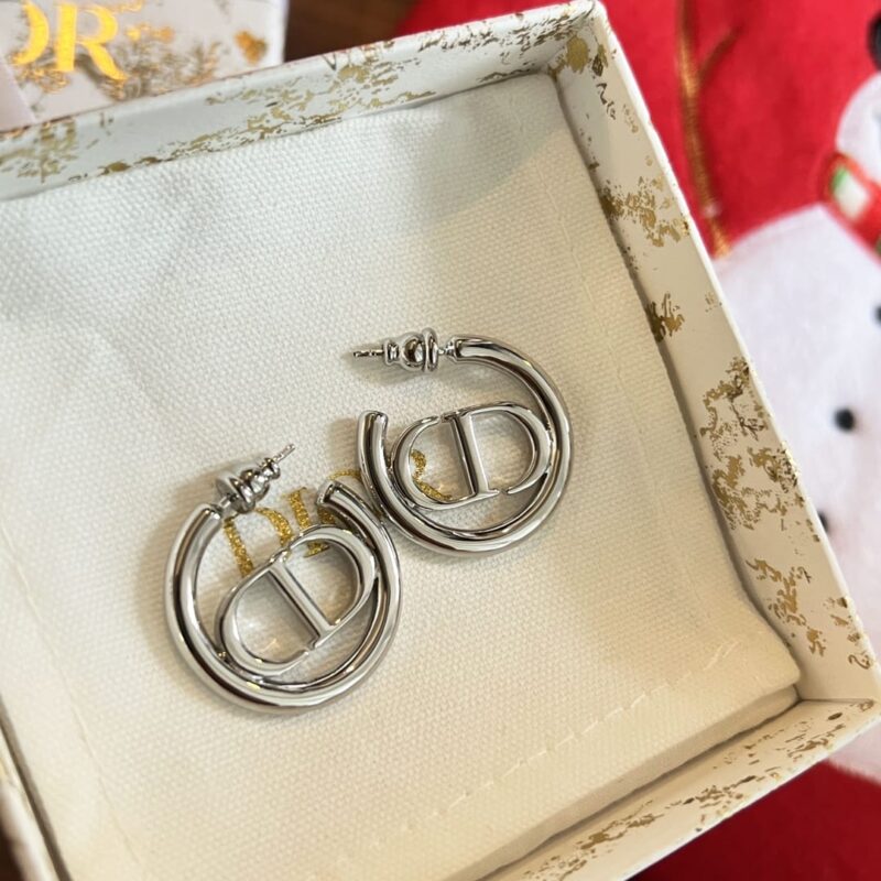 ☑️DIOR迪奥银色CD耳钉耳环 - Image 3