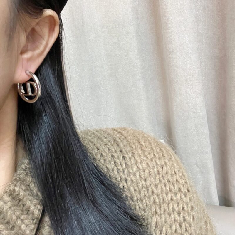 ☑️DIOR迪奥银色CD耳钉耳环 - Image 4