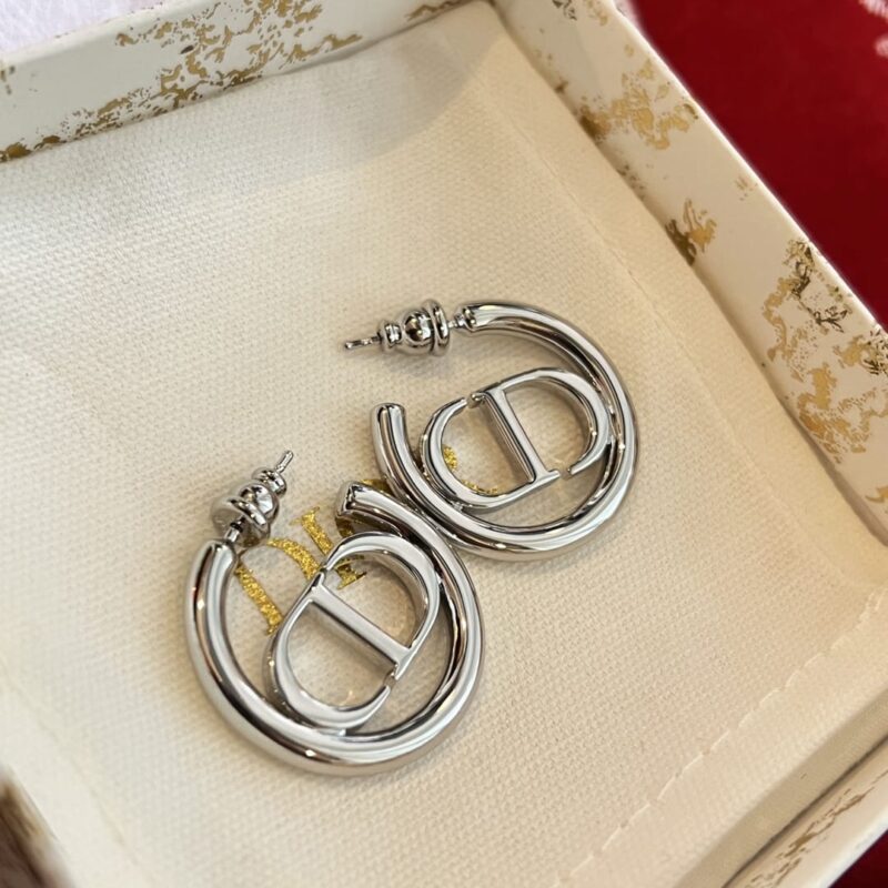 ☑️DIOR迪奥银色CD耳钉耳环 - Image 6