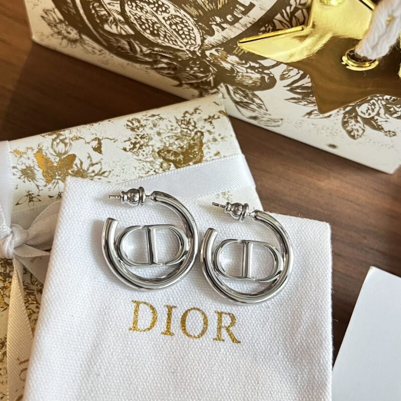 ☑️DIOR迪奥银色CD耳钉耳环 - Image 8
