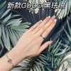 Gucci古驰情侣款宽版窄版双G黑珐琅戒指