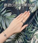 Gucci古驰情侣款宽版窄版双G黑珐琅戒指