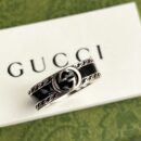 Gucci古驰情侣款宽版窄版双G黑珐琅戒指