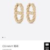 DIOR迪奥金色CD耳钉耳环