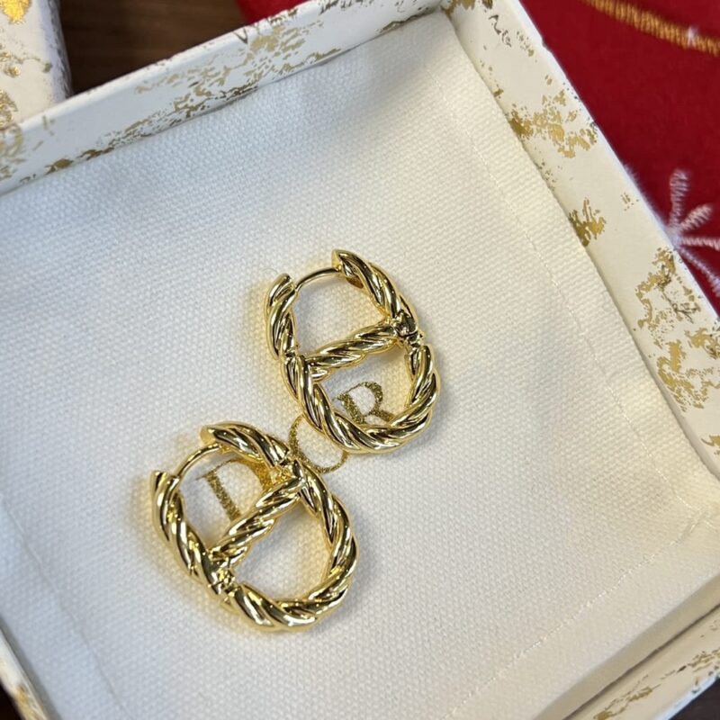 DIOR迪奥金色CD耳钉耳环 - Image 6