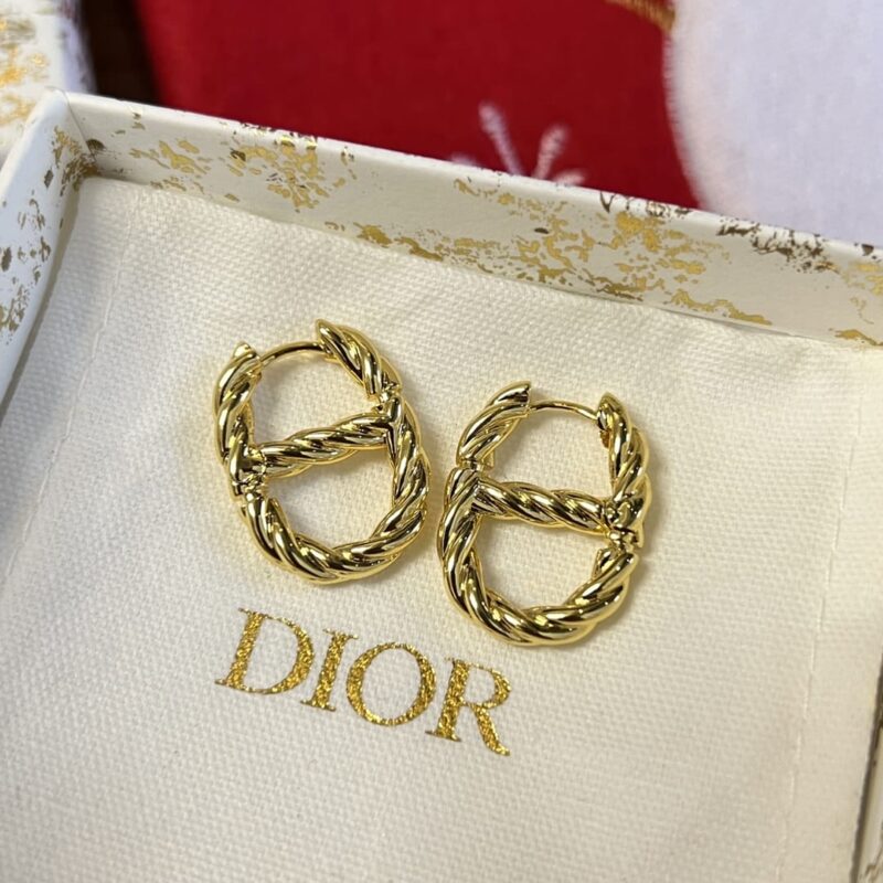 DIOR迪奥金色CD耳钉耳环 - Image 7
