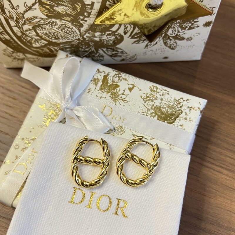 DIOR迪奥金色CD耳钉耳环 - Image 9