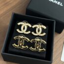 ☑️CHANEL香奈儿c1双c白色波浪黑色金边耳钉耳环