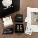 ☑️CHANEL香奈儿c1双c白色波浪黑色金边耳钉耳环