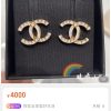 ☑️CHANEL香奈儿c1双c白色波浪黑色金边耳钉耳环