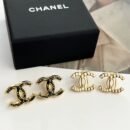 ☑️CHANEL香奈儿c1双c白色波浪黑色金边耳钉耳环