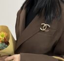 ☑️CHANEL香奈儿双c黑白光面胸针